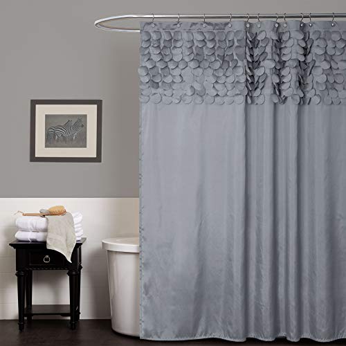 Lush Decor Lillian Shower Curtain - Textured Shimmer Circle Design Bathroom, 72??? x 72???, Gray