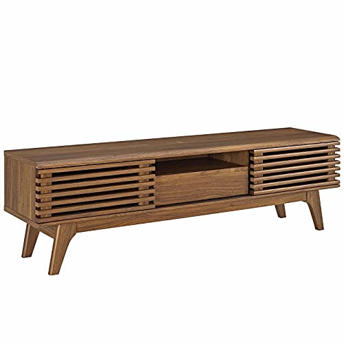 """Modway Render Mid-Century Modern Low Profile 59 Inch TV Stand, Wood, Walnut,""59"" tv stand"