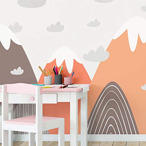 Ambiance Stickers Scandinavian Nordic Mountains Wall Decals, DIY Home Decor, Peel and Stick Removable Stickers, Waterproof and Self Adhesive Wall Art - H105 x L195 CM