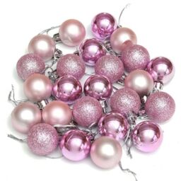 30mm/24Pcs Christmas Baubles Shatterproof Pale Pink, Christmas Tree Decorations Ball Ornaments Balls Xmas Hanging Decorations Holiday Decor - Shiny,Matte,Glitter