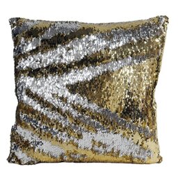 "Riva Paoletti Mermaid Sequin Cushion Cover - Gold and Silver - Dual Colour Sequins - Versatile Design - Zip Closure - 100% Polyester - 45 x 45cm (18"" x 18"" inches) - Designed in the UK"