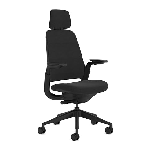 Steelcase Series 1 Upholstered Ergonomic Office Chair With LiveBack Lumbar Support, 4D Armests, Adjustable Headrest Black Made in Europe