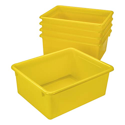 Storex Letter Size Deep Storage Tray ??? Organizer Bin for Classroom, Office and Home, Yellow, 5-Pack (62526A05C)