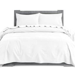 Elegant Comfort Soft 4-Piece 100% Turkish Cotton Flannel Sheet Set - Premium Quality, Deep Pocket Fitted Sheet, Ultra Soft, Cozy Warm and Anti-Pill Flannel Sheets - Cali King, White