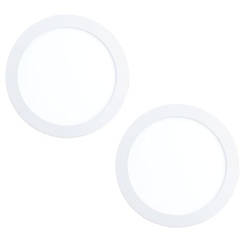 Eglo Set of 2 recessed spot Lights for Ceiling Fueva 1, Ø 8.9”, LED downlights Made of White cast Metal and Plastic, Flat Spotlight lamp, Neutral White