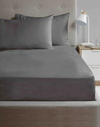 Rapport Home Microfibre Housewife Pillow Cases 2 Pack with Envelope Closure - Plain Charcoal Pair Pillowcases
