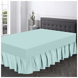 Gaveno Cavailia Super Soft Plain Dyed Diamond Base Valance Sheet [ King - Aqua ]