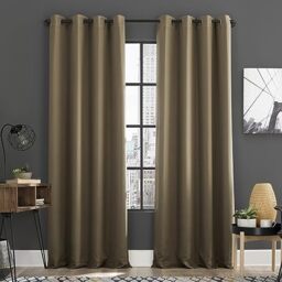 "Sun Zero Soho 2-Pack Energy Saving Noise Reducing Blackout Grommet Curtain Panel Pair, 54"" x 96, Barley Brown"