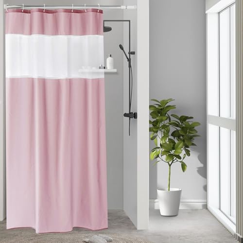 UFRIDAY Light Pink Shower Curtain Stall Size 36x72 inch Fabric Shower Curtain with a White Liner,Waterproof Pink Shower Curtains for Bathroom