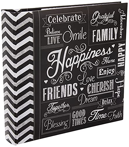 Pioneer Photo Albums Photo Albums 200-Pocket Chalkboard Printed inches Happiness inches Theme Photo Album for 4 x 6 inches Prints,