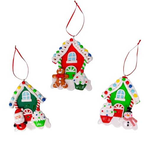 Christmas Tree Hanging Decorations Homes Decorated with Cup Cake Candy Santa Snowman Teddy Xmas Tree Wall Home Décor Ornaments 3pcs Set