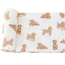 "Lifetree Baby Swaddle Blankets Dog, 70% Viscose Bamboo and 30% Cotton Muslin Swaddle Blankets Boys Girls Swaddling Wrap Receiving Blanket Neutral for Newborn, Large 47"" x 47"", Poodle Puppy"