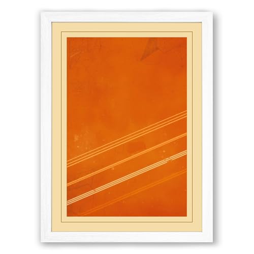 Warm Lines in Motion Minimalist Framed Wall Art Print A2 (59.4×42cm) White, Wall Decor for Living Room, Bedroom, Office & Home, Ready to Hang, Art Gift