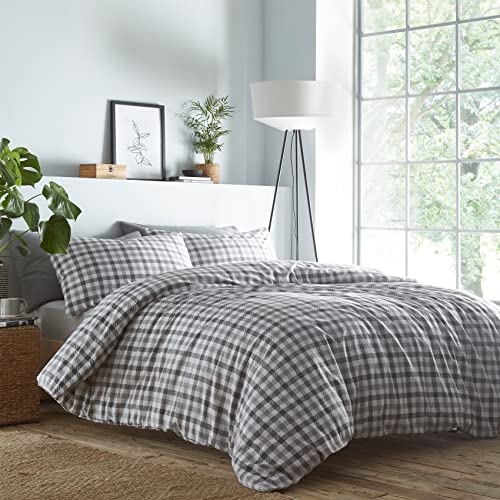 Portfolio Duvet Cover Set, Polycotton, Grey, Single