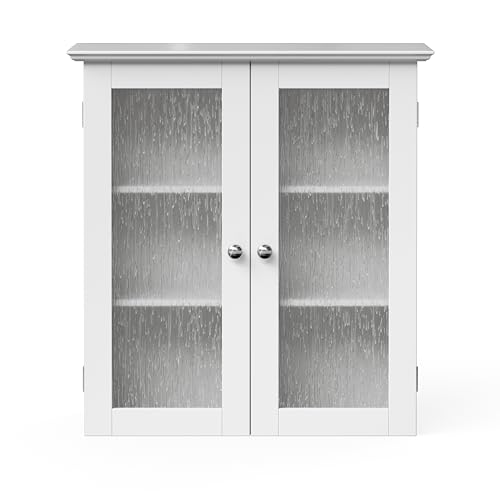 Elegant Home Fashions Bathroom Connor Wall Cabinet with 2 Glass Doors White ELG-581
