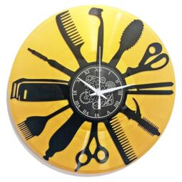 Instant Karma Clocks - Wall Clock - Barber Shop - Hair Salon - Hairdresser Stylist (Black And Gold B5)
