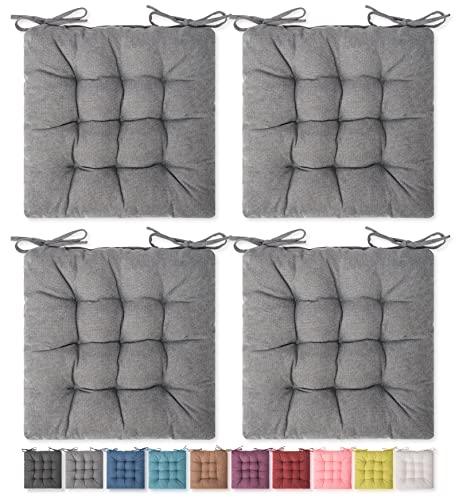 "SQUARE MOON 4 Pack Seat Cushion, Chair Cushion, Comfort Chair Pads, Chair Mat for Indoor, Outdoor Dining Chair, Office Chair, Desk Chair (16"" × 16"" × 4 Pack, Light Grey)"