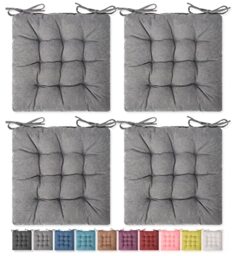 "SQUARE MOON 4 Pack Seat Cushion, Chair Cushion, Comfort Chair Pads, Chair Mat for Indoor, Outdoor Dining Chair, Office Chair, Desk Chair (16"" × 16"" × 4 Pack, Light Grey)"