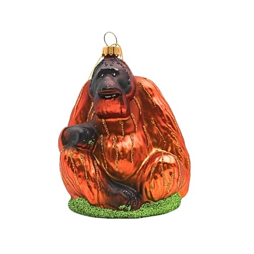 Dekohelden24 Lauscha Lauscha Christmas Tree Decoration Baubles Glass Baubles Glass Ornament Orangutan Monkey Orange Brown L x W x H 10 x 4 x 13 cm