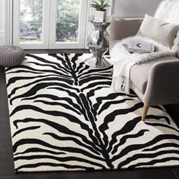 Safavieh Animal Print Rug for Living Room, Dining Room, Bedroom - Cambridge Collection, Short Pile, in Ivory and Black, 200 x 200 cm