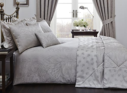 Natural Colour Super King Quilt Duvet Cover and 2 Pillowcase Bedding Bed Linen Set - Jacquard