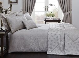 Natural Colour Super King Quilt Duvet Cover and 2 Pillowcase Bedding Bed Linen Set - Jacquard