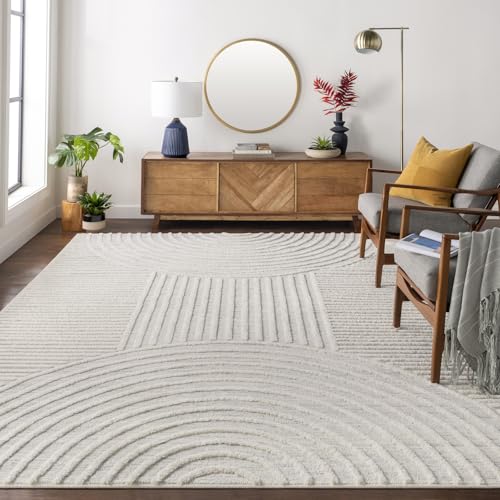 Livabliss Matilda Saida Geometric Rug – 160x213 cm, Light Grey & Cream