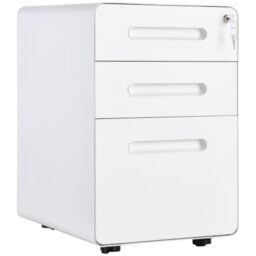 Vinsetto Lockable File Cabinet with 3 Drawers, Anti-tilt Design, White
