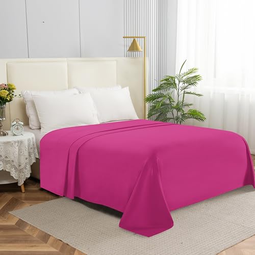Elegant Comfort Premium Hotel Quality 1-Piece Flat Sheet, Luxury & Softest 1500 Thread Count Egyptian Quality Bedding Flat Sheet, Wrinkle, Stain and Fade Resistant, Full, Pink