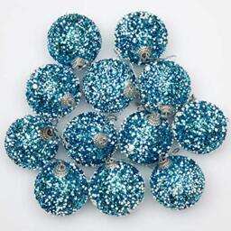 SHATCHI 12 x Christmas Tree Hanging Baubles Soft Foam Glittered Decorated Shatterproof Pendant Ornaments Xmas Tree Table Decorations