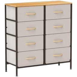 HOMCOM Fabric Chest of Drawers with 8 Fabric Drawers Cream White
