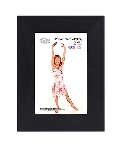 "Inov8 British Made Real Wood Picture/Photo Frame 6x4"" Inch(15x10cm) - Kayla 30mm Black"