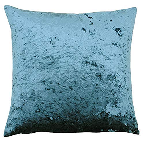 "Riva Home Paoletti - Verona Polyester Filled Cushion Square - Teal Blue - Velvet Feel - Crushed Velvet Look - Hidden Zip Design - 100% Polyester Case - 55 x 55cm (22"" x 22"" inches)"