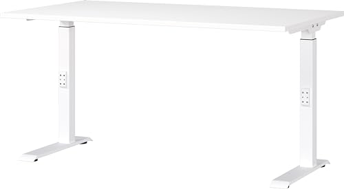 Germania Desk 7904-84, in white, medium height setting, 140 x 91 x 80 cm (WxHxD)