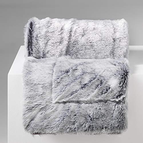 Douceur d'Intérieur, Blanket (180 x 220 cm) Antartic Grey Faux Fur