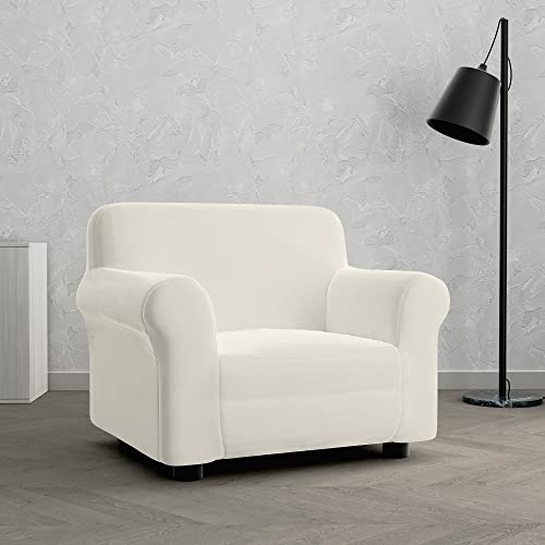 Italian Bed Linen Dahlia elastic sofa cover, Cream, 1 PLACE