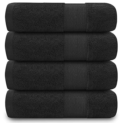GC GAVENO CAVAILIA 700 GSM Premium Quality Hand Towels, Extra Absorbent 4pk 100% Ringspun Cotton Towel, Black, 4PK