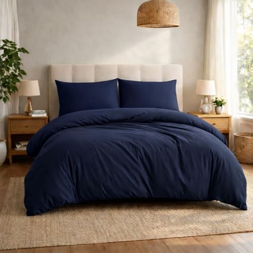 Komfortec Premium Bed Linen 200 x 200 cm with 2 Pillowcases 40 x 80 cm Brushed Microfibre - Blue