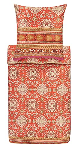 Bassetti Piazza San Marco R1 Rosso 9314255 Bed Linen Set 2-Piece 100% Cotton with Zip Closure 155 cm x 200 cm 80 cm x 80 cm