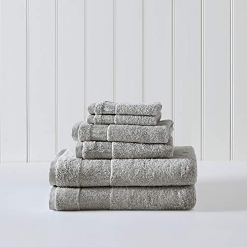 Tommy Bahama- Bath Towels, Absorbent & Fade Resistant Cotton Towel Set, Fashionable Bathroom Decor, Oeko-Tex Certified (Island Retreat Grey, 6 Piece)