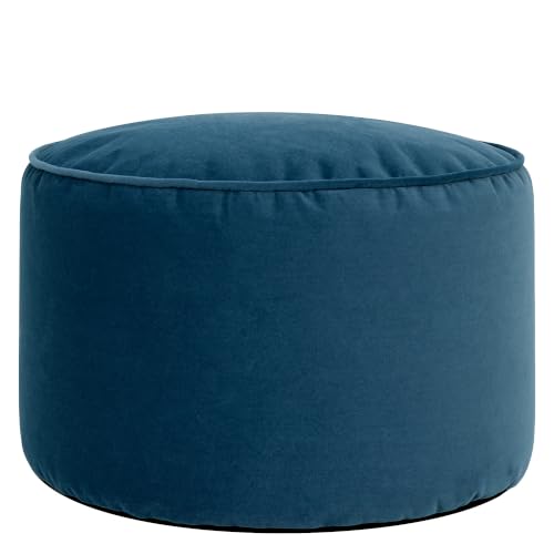 icon Milano Velvet Large Bean Bag Footstool with Filling Included, Blue