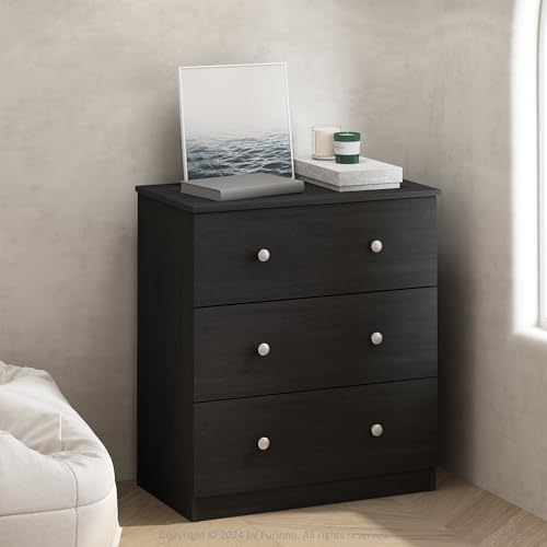 Furinno SIMPLE DESIGN 3-Drawer Chest Drawer, Dresser with Knob, Americano
