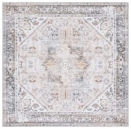 SAFAVIEH Traditional Rug Ideal for High Traffic Areas - Machine Washable and Non Slip - Tucson Collection, Short Pile, in Beige and Grey, 244 X 305 cm
