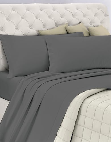Cotton Bed Set, 100% Breathable Cotton Free of Harmful Substances, Certified Quality Standard 100 by OEKO-TEX Confidence in Textile, Double Bed, Grey Design, Designed in Italy