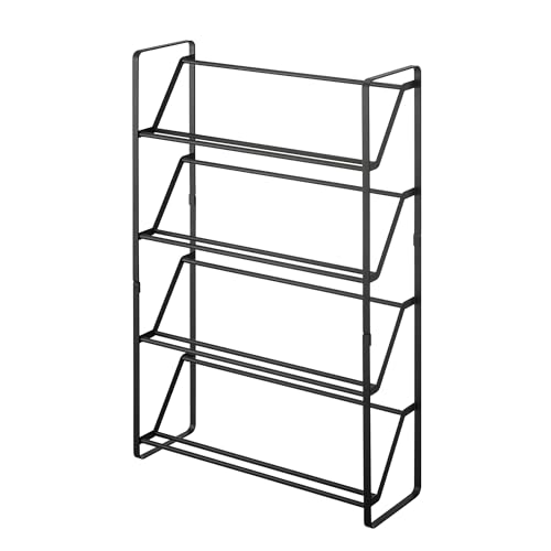 YAMAZAKI 2392 FRAME 4-Tiered Slim Shoe Rack, Black, Steel, Minimalist Design, 53 x 17.5 x 80 cm (LxWxH)