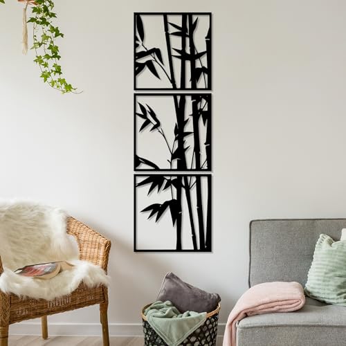 Hanah Home Stylish Decorative Metal Wall Accessory (3 Pieces), Black, 45 x 45 cm, 100% Metal, 1.5 mm Thickness, Easy Wall Mounting, Perfect for Modern Decor