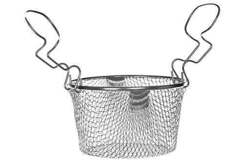 Premier Housewares Small Frying Basket Deep Fry Wire Basket With Curved Steel Handles Tough Steel Multiple Uses Frying And Serving W19 x D17 x H10