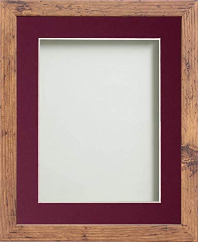 Frame Company Allington Rustic Photo Frame with Plum Mount, 12x10 for 8x6 inch, fitted with perspex
