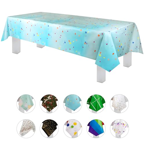 Grandipity Party Blue Birthday 6 Pack Premium Disposable Plastic Tablecloth 54 Inch. x 108 Inch. Rectangle Table Cover