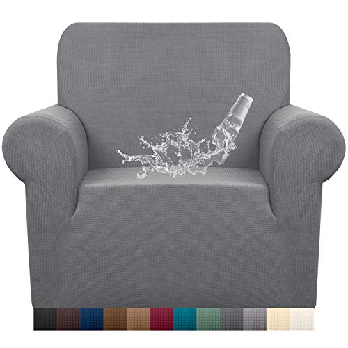 Granbest Premium Water Repellent Sofa Cover High Stretch Couch Slipcover Super Soft Fabric Couch Cover (Light Gray, Chair)